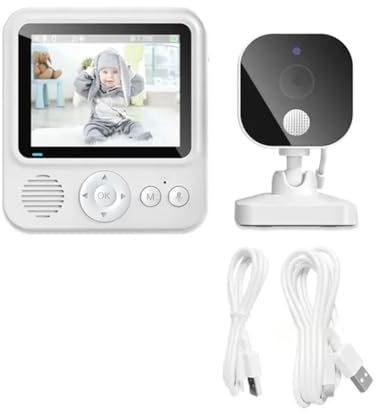 Hxhsgmeh Monitor de Vídeo LCD de 2,8 Pulgadas para, Cámara de Seguridad Sin 2,4 G, Conversación Bidireccional, Visión Nocturna, Temperatura, Alarma de