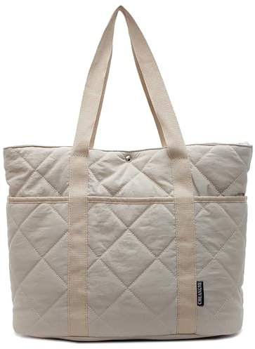 Makukke Puffer Tote Bag Aesthetic Gesteppte Tasche Damen Umhängetasche mit Mehreren Fächern Shopper Stepptasche Tasche Schultertaschen für Arbeit Büro Reisen Einkaufen Schule