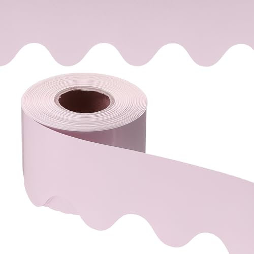 PATIKIL Bulletin Board Border, 65.5 Feet Poster Chalkboard Cork Decoration Trim Scalloped Borders Wall Decor for Classroom Office Locker, Dark Pink