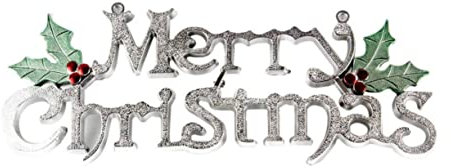 ABOOFAN Colgador de Puerta de Navidad decoração Christmas Decor decoração de Letrero Merry Christmas Cartel de Puerta de Feliz Navidad decoración de Puerta navideña Silver