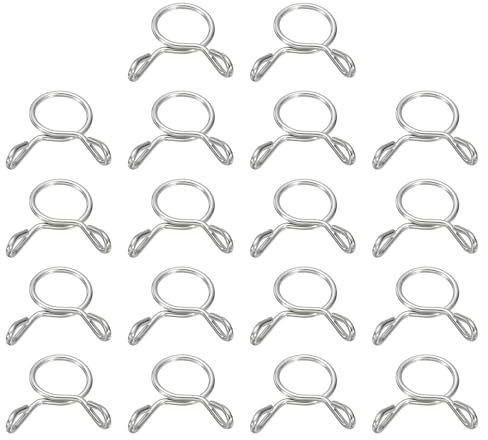 sourcing map Fuel Line Hose Clips, 30Pcs 8mm ID 9.3mm Max. ID 304 Stainless Steel Water Pipe Air Tubing Spring Hose Clamps for Motorcycle Scooter ATV, Silver