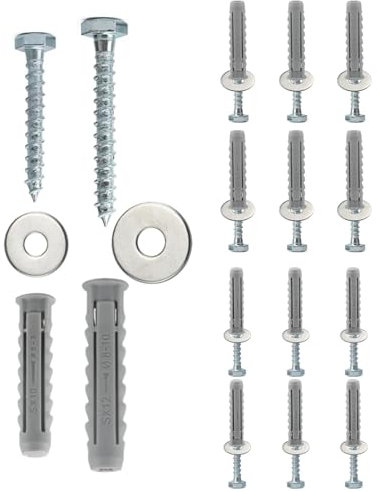 12 Set Heavy Duty Masonry Brick Wall Plugs and Screw(M10*50mm/M12*60mm) Assortment,Four Side Expansion Wall Plugs With Washers And Hex Screws For Tv Bracket,Water Heater,Cabinets Fixing