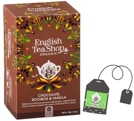English Tea Shop | Tisana Rooibos Vaniglia Cioccolato | Rooibos BIO con Aromi Senza Caffeina - 20 Filtri | Infuso Rilassante Vaniglia Cacao