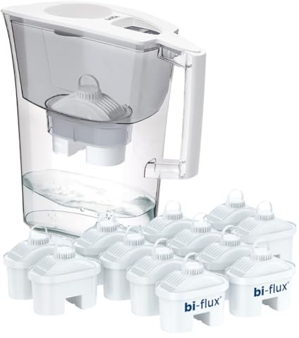 Laica Caraffa Filtrante Prime Line, Bianca, Capacità 3.0L, Con 13 Filtri Bi-Flux, Preserva sali minerali, riduce cloro e metalli pesanti, sostanze chimiche contaminanti e durezza- Made in Italy