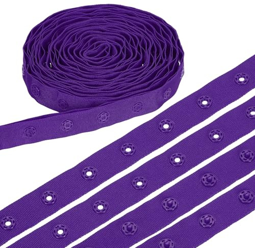 sourcing map 8 Yard Snap Button Tape, Polyester Plastic Snap Button Trim, Sewing Press Stud Ribbon Replacement for DIY Craft Clothes Fabric Sewing, Purple