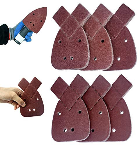 LESNIC 120 Grits 80pcs Mouse Sander Pads, Mouse Sander Discs for Black Decker, 4 Holes Mouse Sanding Sheets Hook & Loop Assorted, Fit Detail Palm Sander