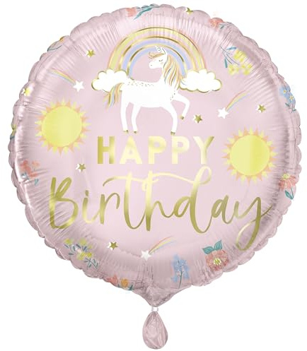 Unique 80809 Foil Birthday Balloon-45 cm-Dainty Unicorn Party-1 Count (Pack of 1)