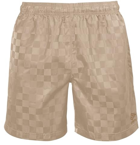 Umbro Schachbrett-Shorts für Herren, Hellbraun/Kürbisgewürz, Mittel