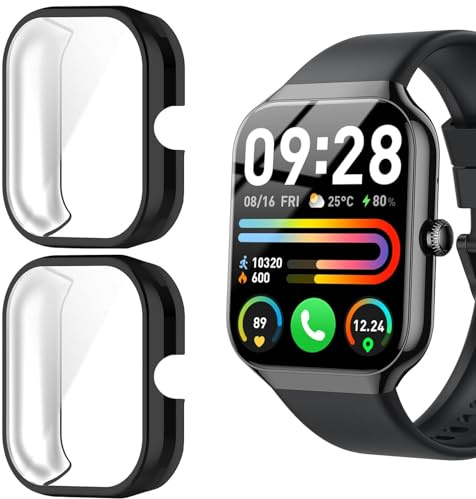 Blueshaweu Schutzhülle für P99 1.96 Smartwatch– Flexibles TPU Case mit Kratzschutzfolie – Vollschutz kompatibel mit Fempoin/Jugeman/Togala/Motast P99 Smartwatch (schwarz+schwarz)