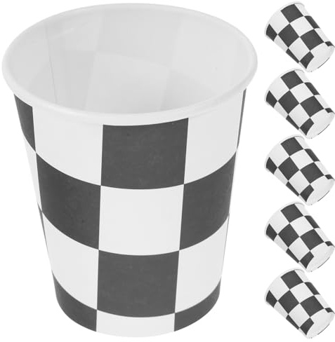 ABOOFAN 20 Pièces Cups Papier à Thème Racing Gobelets Jetables à Carreaux Noirs et Blancs pour Réceptions et Événements