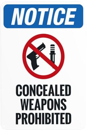 Avviso, cartello in metallo con armi nascoste, divieto di sicurezza, per ufficio, strada, casa, strada, parete, decorazione di sicurezza, personalizzato, facile da montare, 20 x 30 cm