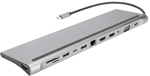 Generic Docking Station Monitor, Laptop Docking Station Monitor Laptop 12 in 1 Type C to Same Screen Display USB VGA PD RJ45 for