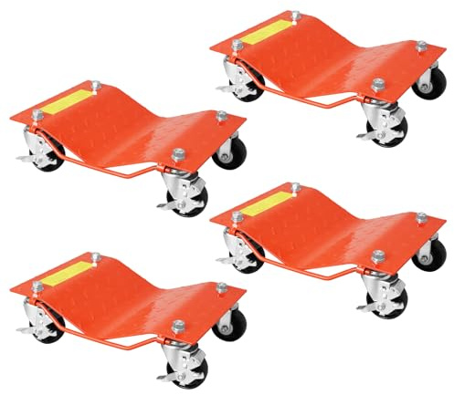 Cachpib Tragbarer Reifenwagen Rangierhilfe Mit Jeweils 680 Kg Traglast Rangierroller Mit 360° Drehbaren Rollen Wagenheber Für PKWs, Autos, LKWs, Traktoren, Mobile Reifenplattform