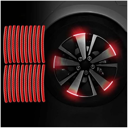 20 Stück Reflektierende Felgenaufkleber für VW Passat B6 Golf 4 Golf 5 Passat B5 Golf 7 Tiguan Polo Golf Mk4 Passat B8 VW Golf 5 VW Golf 6, Sicherheitswarnung Bei Nacht, Raddekorationsaufkleber