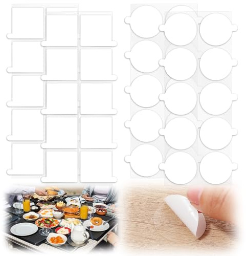 Jeffdad 80 Stück Große Klebepads Doppelseitig 3cm Transparent Klebeband | Doppelseitiges Spurloses Klebeband Waschbares Klebepads Klebestreifen für Teppich Fliesen DIY (Quadratisch + Rund)