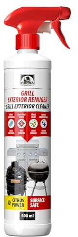 HANSA Grill Exterior Reiniger – Citrus-Power Außenreiniger für Edelstahl- & Außenflächen von Gasgrill, Holzkohlegrill, Elektrogrill, Smoker, Kugelgrill & Keramikgrill – Entfernt Fett, Schmutz & Bakter
