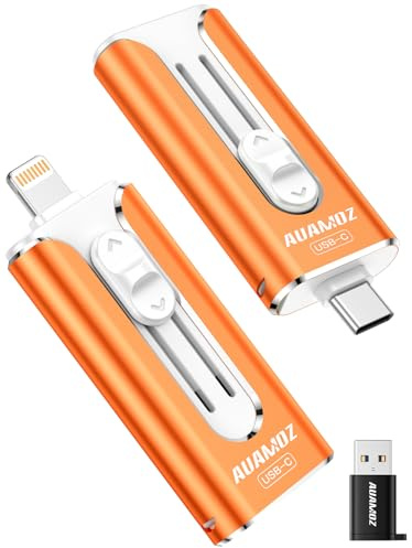 AUAMOZ 256 GB Mini-Dual-Interface-Flash-Laufwerk, tragbarer Speicherstick kompatibel mit iPhone 17/16/15/14/13/12/11, iPad, Android und PC, einfaches Speichern von Fotos, Videos und Dateien (1 Packung