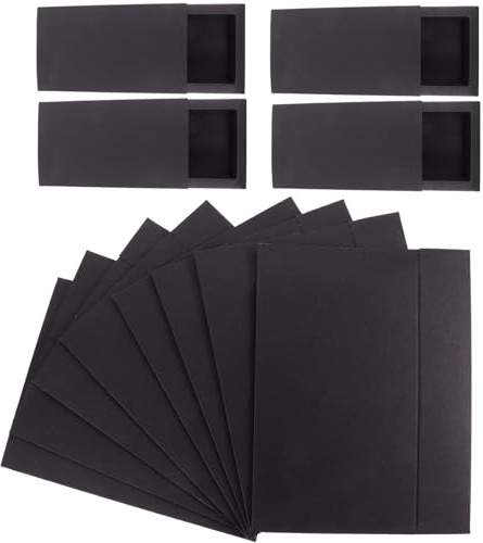 Healeved 12 Stück pack Kleine Schubladenboxen aus Schwarzem Kraftpapier Faltbare Papierschubladenfächer für Schmuck Süßigkeiten und Selbstgemacht Geschenkverpackungen