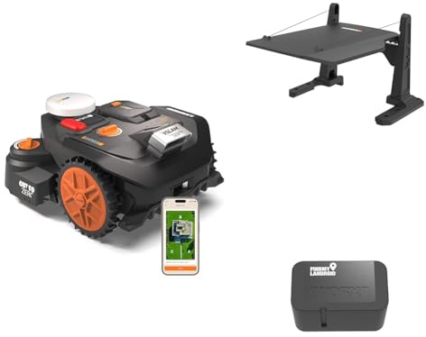 WORX Vision Cloud 2WD WR306E Robot Tondeuse 600 m² sans Fil périphérique + Garage + Antivol (évitement d'obstacles par IA, Navigation VSLAM + RTK Cloud, cartographie Automatique, Cut-to-Zero)