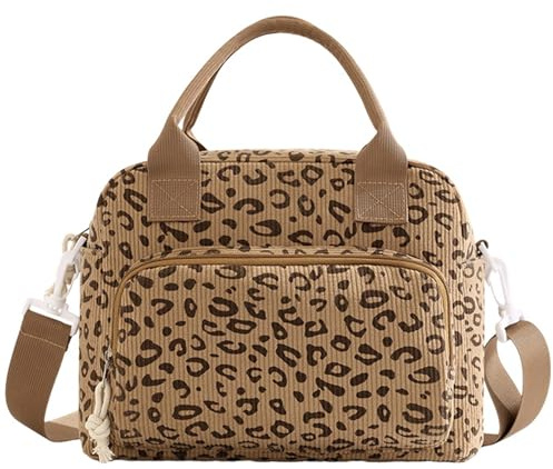 JANSBEN Kühltasche Klein 12L Lunchtasche Damen Isoliertasche aus Cord, Lebensmittelechtes PEVA-Futter, 5 Fächer Lunchbag mit Abnehmbarem Schultergurt für Büro Arbeit Picknick