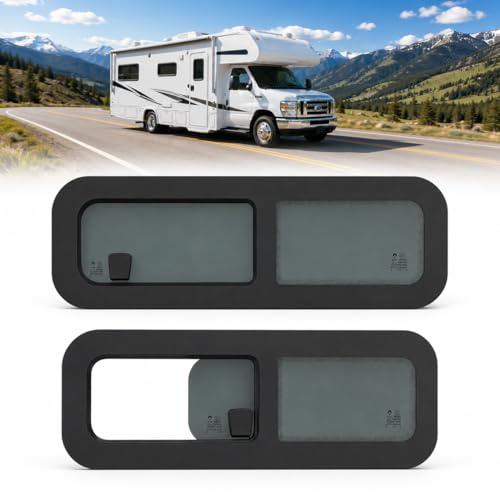 LKHDONG Finestra laterale per roulotte, camper, caravan, con vetro scuro, finestra scorrevole orizzontale, lato conducente (780 x 280 mm)