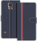 COODIO Handyhülle für Samsung Galaxy S5, Klapphülle aus Kunstleder mit Magnetverschluss, Kartenfächer und Standfunktion, Dunkel Blau/Rot