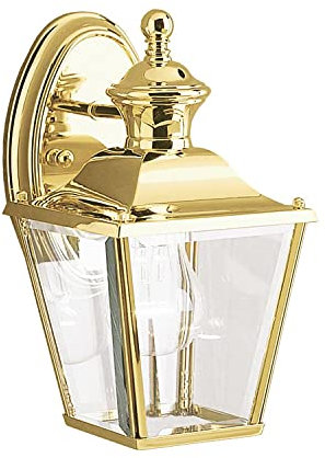 Licht-Erlebnisse Edle Wandleuchte aus Messing IP44 Vintage Außenleuchte Laterne Eingang Haustür Hof AURELIA