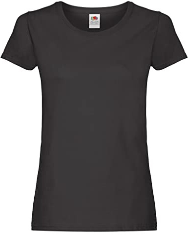 Fruit of the Loom Women's Lady-Fit Valueweight Tee, 3 Pack Regular Fit Crew Neck Short Sleeve 3 T - Shirt, Black (Black 36), 10 (Manufacturer Size:L)
