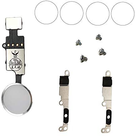 MEEFIX iPhone 7/7 Plus und iPhone 8/8 Plus Home Button Reparatur Kit, Silber, Wasserdicht, Metall, Rückseite