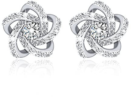 GEORGE · SMITH 925 Sterling Silber Ohrringe für Damen Silber & Gold Ohrringe Ohrstecker mit 5A Zirkonia für Frauen Mädchen Geschenk zum Geburtstag Muttertag Valentinstag, Sterling Silber, 5A kubischer