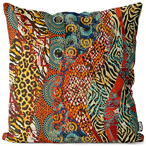 VOID Afrika Leoprint Ethnomuster Kissenbezug Kissenhülle Sofakissen Kissen Deko Outdoor-Kissen Dekokissen, Kissen Größe:40 x 40 cm