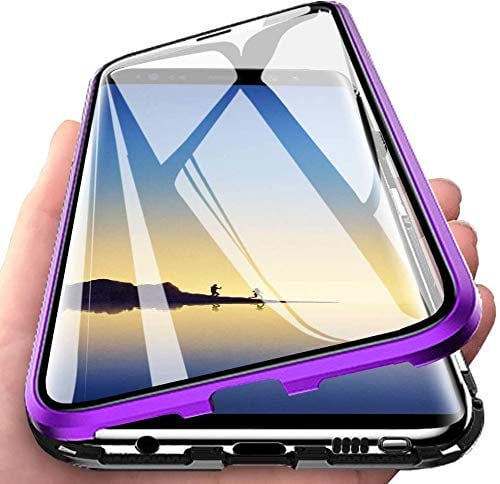 Kompatibel Hülle Samsung Galaxy Note 20 5G Magnetische Adsorption Handyhülle Metallrahmen Transparent Vorne und Hinten Gehärtetem Glas Schutzhülle 360 Grad Stoßfest Cover Case - Lila
