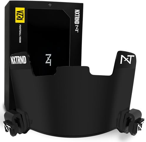 Nxtrnd VZR1 Tinted Football Visor, Professional Football Helmet Visor, Shield Fits Youth Football Helmets & Adult Football Helmets, Includes Visor Clips, Decal Pack, & Microfiber Bag (Black)