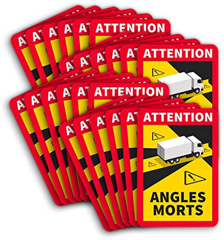 24 Stück Attention Angles Morts Magnetschilder 25 x 17 cm Magnet für LKW und Wohnwagen Warntafel Hinweiszeichen Schild Frankreich mit UV Schutz