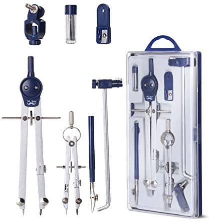 Mr. Pen- Professional Geometry Set Metal Compass, 7 pcs, Geometry Precision Tool Set with Shatterproof Storage Box, Drafting Tools & Drafting Kits, Circle Drawing Tools for Engineers Students
