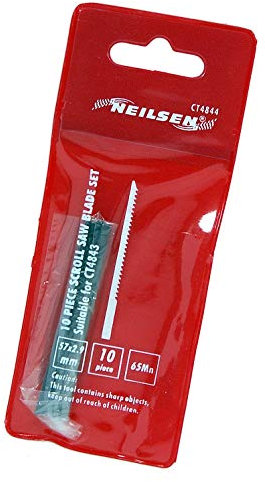 Neilsen CT4844 10pc Mini Scroll Saw Blade Set - 57 x 2.9mm - Compatible with Neilsen Mini Scroll Saw CT4843 - Precision Cutting for Wood, Plastic & More