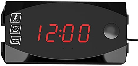 iSpchen 3-in-1 Motorraduhr Voltmeter Thermometer Led-Anzeige Spannungsmesser Elektronische Uhr 12V Wasserdichter Digitaler Voltmeter für Motorrad,rot