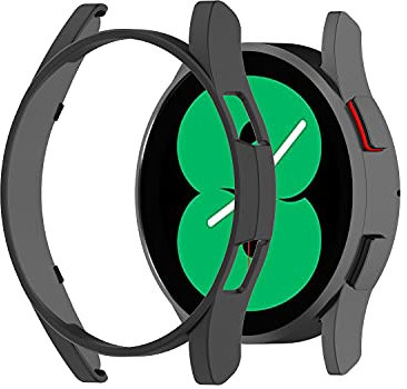 BoLuo Funda Silicona para Galaxy Watch 4 44mm, Funda Caso Smartwatch Protectora Cover,Funda Reloj Ultra PC TPU Case Protectora para Samsung Galaxy Watch 4 44mm SM-R870 Watch Accessories (Negro)