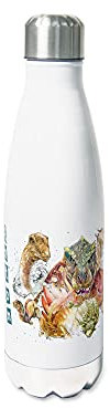 GRAZDesign Dino Gourde pour enfant personnalisable avec nom, cadeau de rentrée des classes, idée cadeau pour la rentrée scolaire, bouteille isotherme en acier inoxydable 500 ml dinosaure