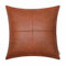 BRAWARM Cognac-Leder-Überwurfkissen, 40,6 x 40,6 cm, Kunstleder-Kissenbezug mit Paspelierung, handgenähtes Leder, dekorative Kissenbezüge für Couch, Sofa, Bett, Wohnzimmer, Garten
