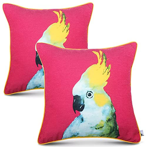 konsimo SEDI Kissenbezug 2er Set 40x40 cm – Dekokissen für Wohnzimmer Schlafzimmers – Kissenhülle – Polyester und Baumwolle – Home Decor – Kissenbezüge – Papagei