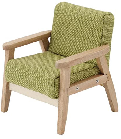 VGEBY Puppenhaus Sofa, 1:12 Puppenhaus Miniatur Wohnzimmer Möbel Dekoration Japanischer Stil Single Fabric Sessel Sofa(Gras-Grün) Spielhaus Spielzeug