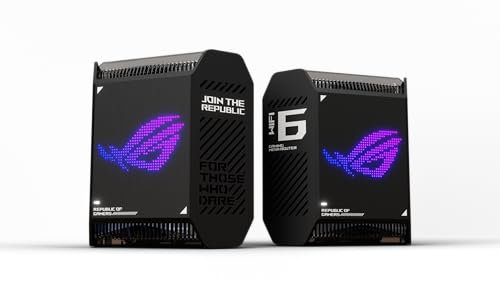 ASUS ROG Rapture GT6 (2PK) Tri-Band WiFi 6 Gaming Mesh WiFi System, Covers up to 5,800 sq ft, 2.5 Gbps Port, Triple-Level Game Acceleration, UNII 4, Free Lifetime Internet Security, Black