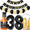Conruich Geburtstagsdeko 38 Jahre Mann Frau, Luftballon 38. Geburtstag Deko Mann, Folienballon Zahl 38 Schwarz, Helium Ballon Whiskey Bierglas für 38. Geburtstag Manner Party Dekoration