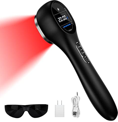 Profey Rotlichtlampe Infrarotlampe Infrarotlicht Rotlicht Gerät,5/10/15/20 Timer 4 Leistung mit LED Anzeige fur Rücken, Schulter, Arm (14x650nm+3x808nm)