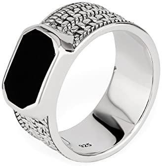 NKlaus 62mm Herrenring echt Onyx schwarz Solitär 925 Silber massiv Vintage Fingerring 14213