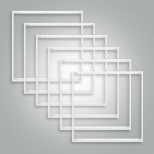 6x Aluminium Aufbaurahmen 62,5x62,5cm weiß für Aufbau-Montage eines LED Panels 62x62cm Rasterleuchte Einlegeleuchte Deckenleuchte 628x628x43mm