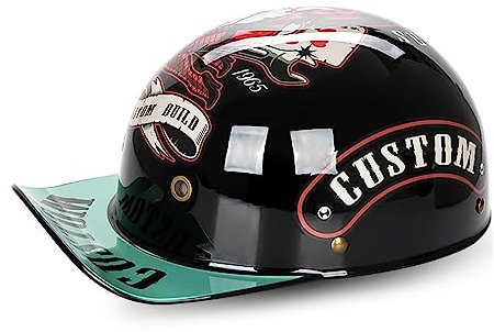 Halbschalenhelm Mit ECE-Zulassung Motorradhelm Baseball Cap Mit Schnellverriegelung Cruiser Chopper Scooter Helm Baseballmütze Deutscher Stil Totenkopf Kappe Helm Mopedhelm 57-64cm