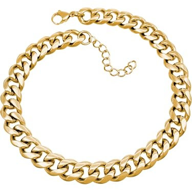 RUGGED steel - Damen Kette aus massivem Edelstahl 13 mm breit - stylische kurze Frauen XXL Statement Gliederkette 35 40 45 + 5 cm - Silber Gold Roségold wasserfest & hypoallergen - inkl. Schmuck-Box