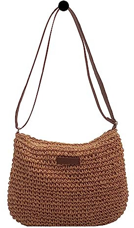 Facynde Stroh Strandtasche Damen Schultertaschen Mode Strohtasche Damen Schultertasche Sommer Stroh Strandtasche Flechttasche Einkaufstasche